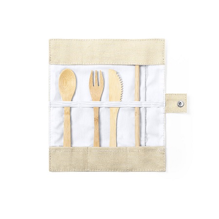 Branded Bamboo 5 Piece Cutlery Sets